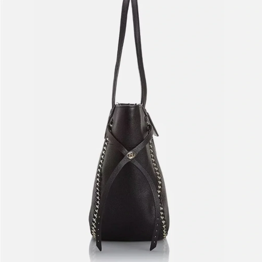 NWT Coach Whiplash Black Leather Tatum Satchel Bag w/ Gold Accents Retail $550 - Picture 2 of 12